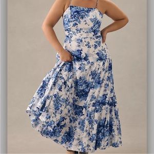 Anthropologie 3X Maeve Floral Print Drop-Waist Plus Dress VGUC